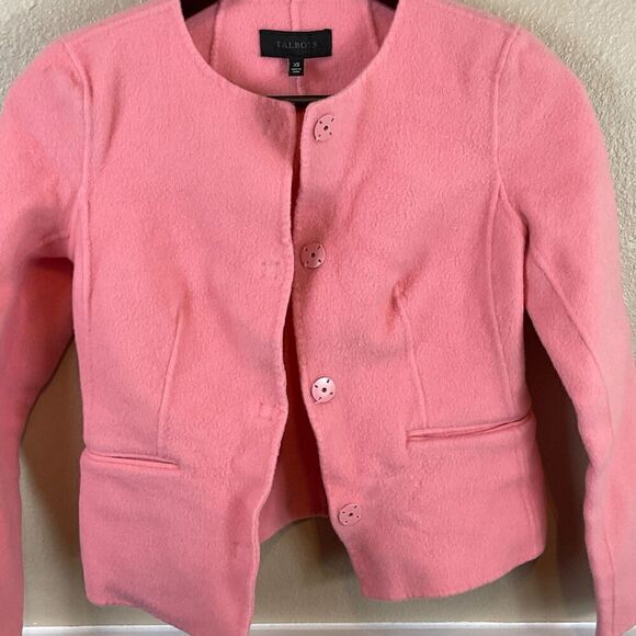 Talbots Women Pink XS Blazer Wool Blend Hidden Buttons Fitted Comfort Pockets R3 - Picture 5 of 12